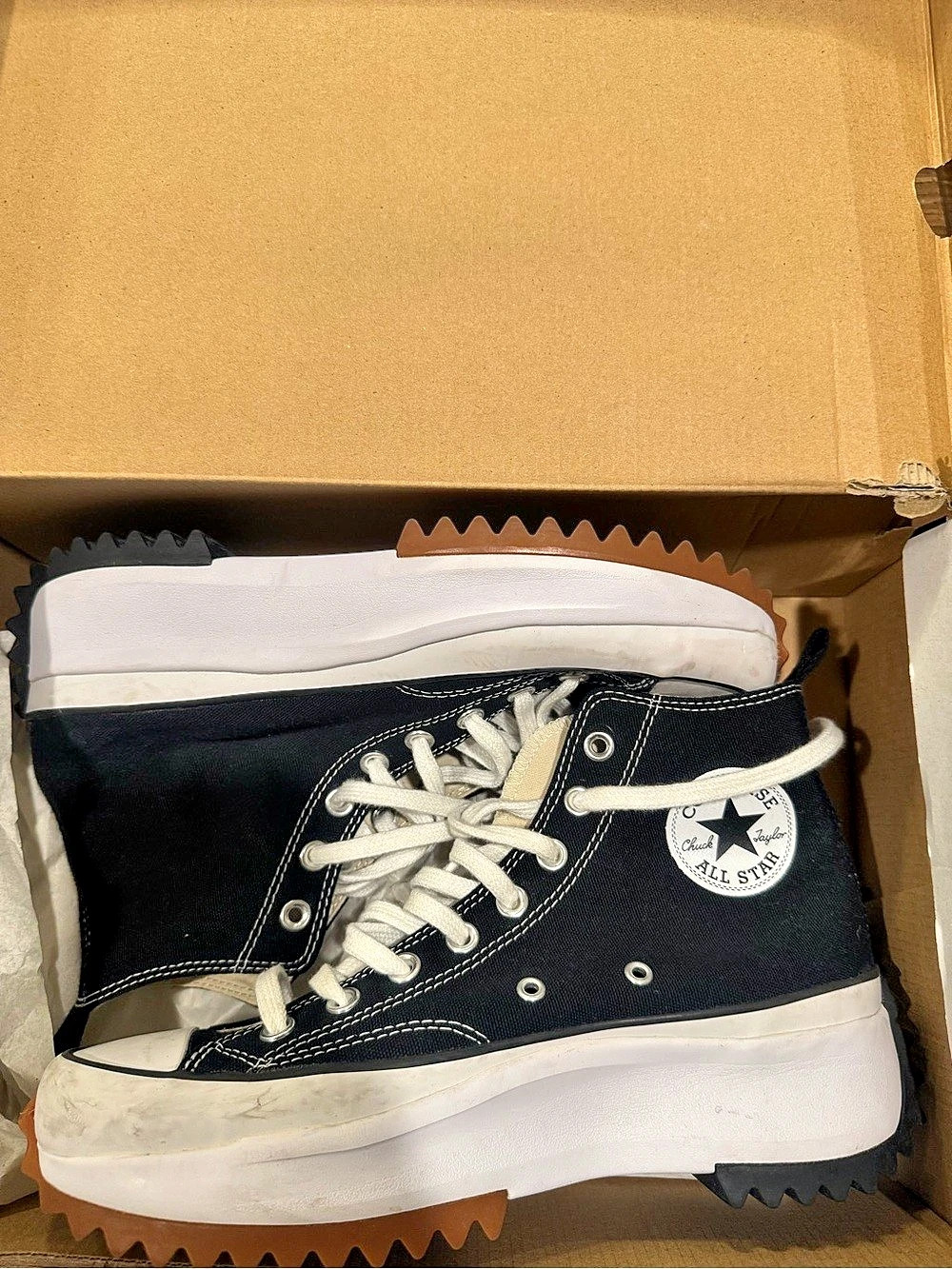 Converse Run Star Hike High Top Platform Sneakers in Black & White